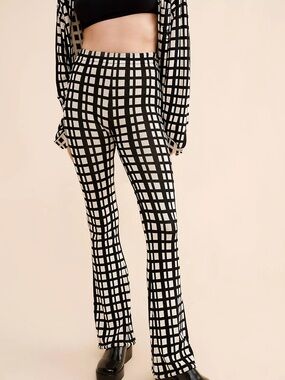 Simon Miller Black & White Grid Flare Pants